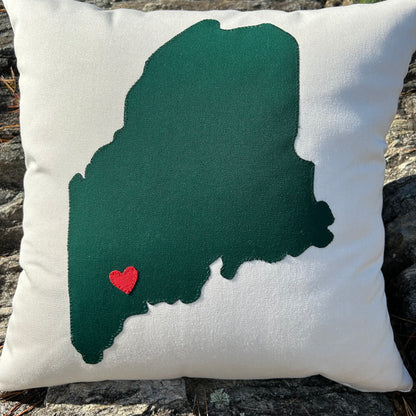 Maine State Lewiston Heart pillow