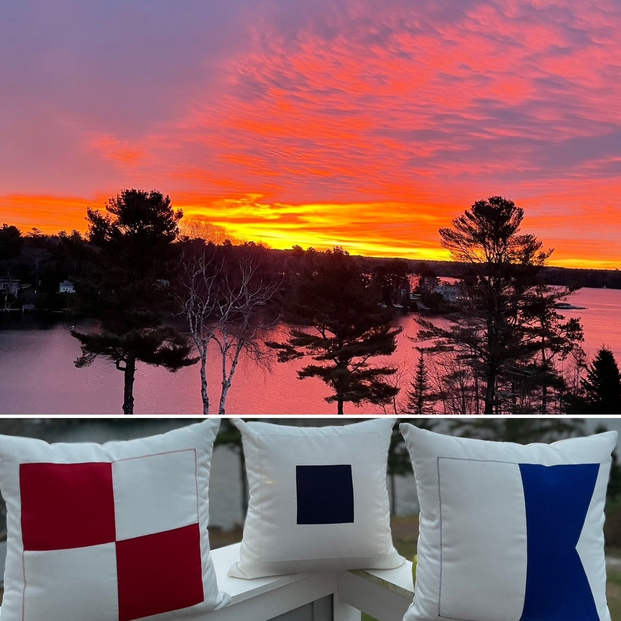 A Alpha Code Flag Pillow Harpswell Island Designs